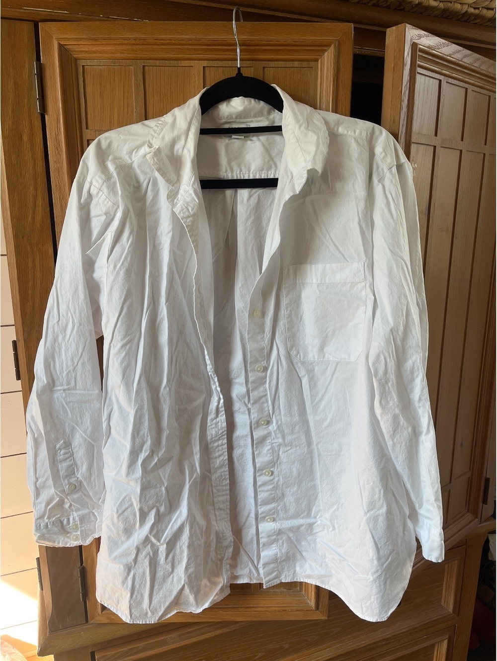 J.Crew White Button-Up Shirt Medium Cotton Blend